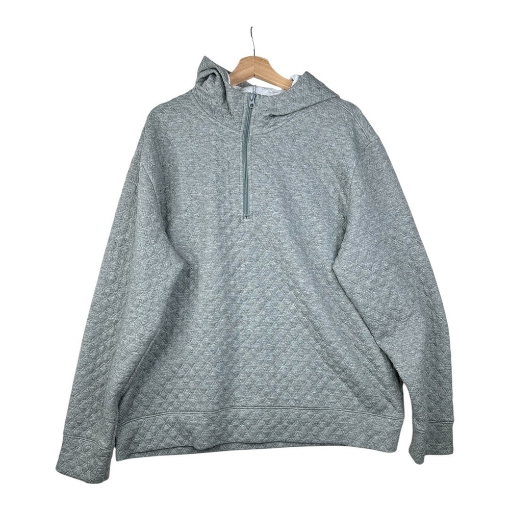 Express Men's Half‎ Zip Quilted Sweatshirt With Hood size XL Gray